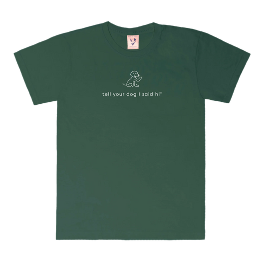 Waving Dog Tee - Dark Green