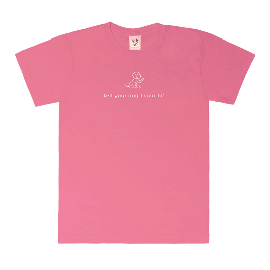 Waving Dog Tee - Pink