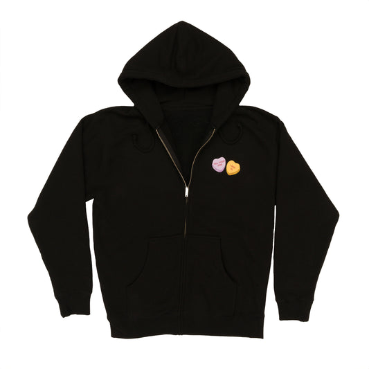 Candy Heart Zip Hoodie - Black