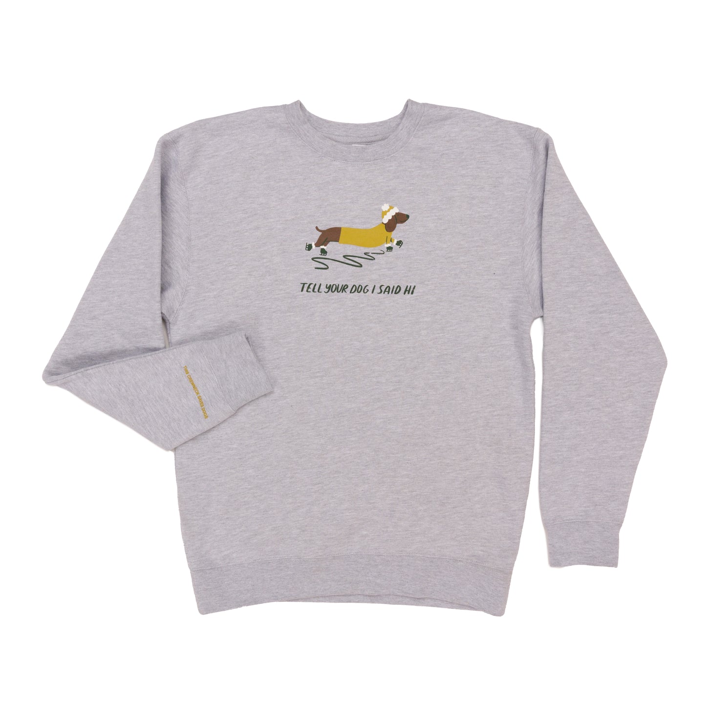 Ice Skating Dog Crewneck - Heather Grey